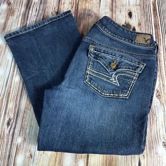 American Eagle Outfitters Denim - American Eagle KICK BOOT Cut Size 8 Jeans Denim Pants Embroidered Pockets 30x31